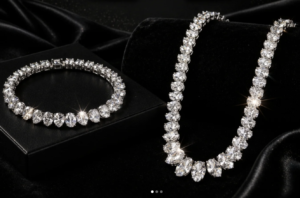 39 ctw pear cut diamond tennis necklace (18k gold)