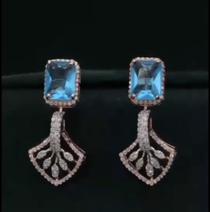 diamond necklace set with blue gemstones (14kt gold | igi certified)