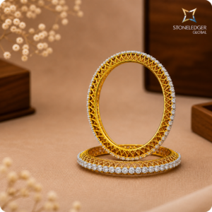 18K Solid Gold Natural Diamond Bangles – IGI Certified