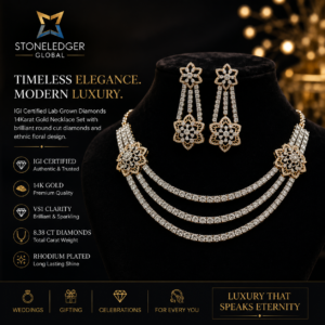Elegant IGI Certified White Lab Grown Diamonds necklace set