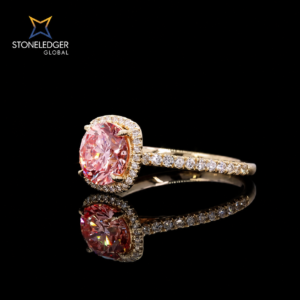 Elegant Vintage 8CT Pink VVS2 Lab Grown Diamond Ring in 14K Yellow Gold