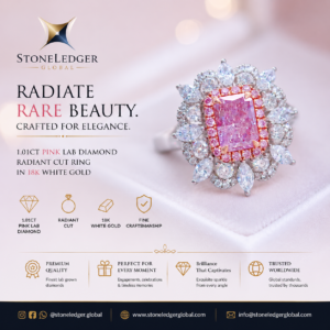 18K White Gold Luxury Pink Diamond Halo Ring